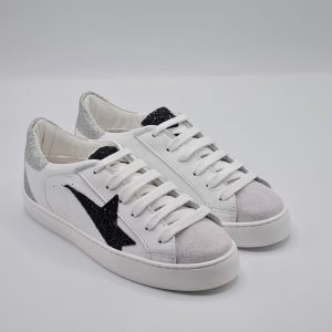 SNEAKER PELLE BIANCO NERO