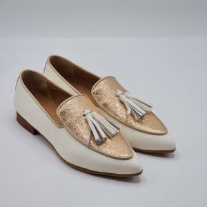 SCARPA BASSA PELLE BICOLOR BURRO RAMATO