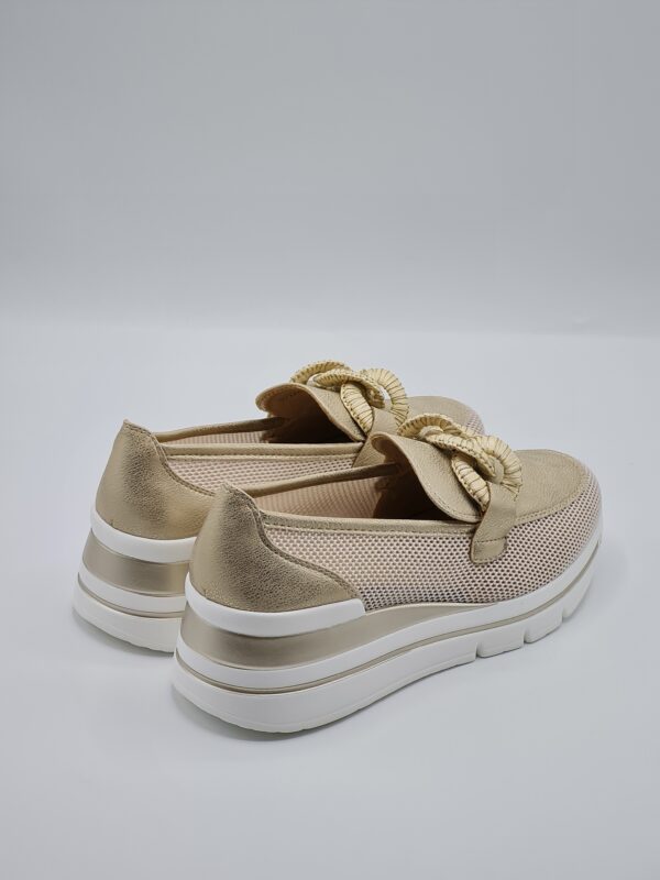 DILETTA MOCASSINO CON ZEPPA TESSUTO TRAFORATO BEIGE ORO - immagine 3
