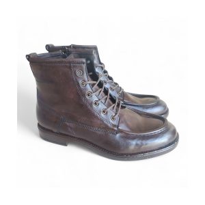 STIVALETTO UOMO IN PELLAME TAMPONATO T.DI MORO E FONDO GOMMA