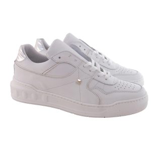 SCARPA SPORTIVA DONNA IN PELLE E RIPORTI CON FONDO GOMMA