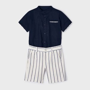 Completo 2 pezzi righe lino bambino- MAYORAL