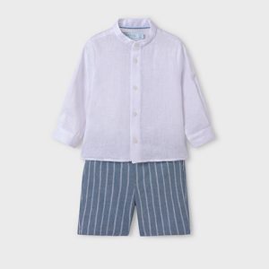 Completo Lino Bermuda A Righe Neonato 5254- ABEL & LULA