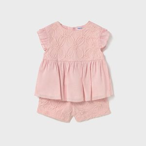 Completo pantaloncino e blusa tulle ricamo neonata – MAYORAL
