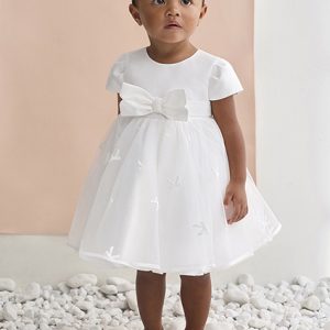 vestito tulle bordato fiocchi