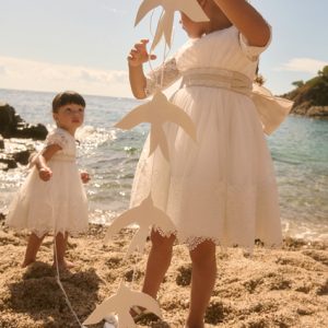 Abito tulle ricamato guipur