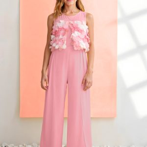 Tuta lunga chiffon fiori 3d