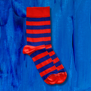 Calzini metà polpaccio in Bambù – Fasce rosso_blu