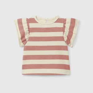 T-shirt a righe con maniche a balze