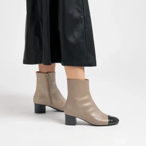 FRAU STIVALINO BICOLOR PELLE TORTORA VERNICE NERO