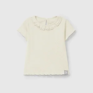 Maglietta con colletto ricamo inglese