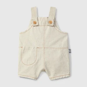 Salopette Corta Canvas Cotone Lino Neonato