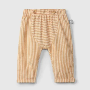 Pantaloni pull up in tessuto rigato