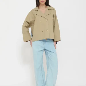 Trench crop cammello dettaglio fantasia Dixie