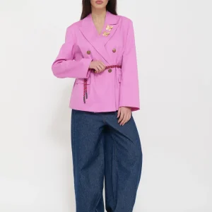 Blazer dettaglio spilla rosa Dixie