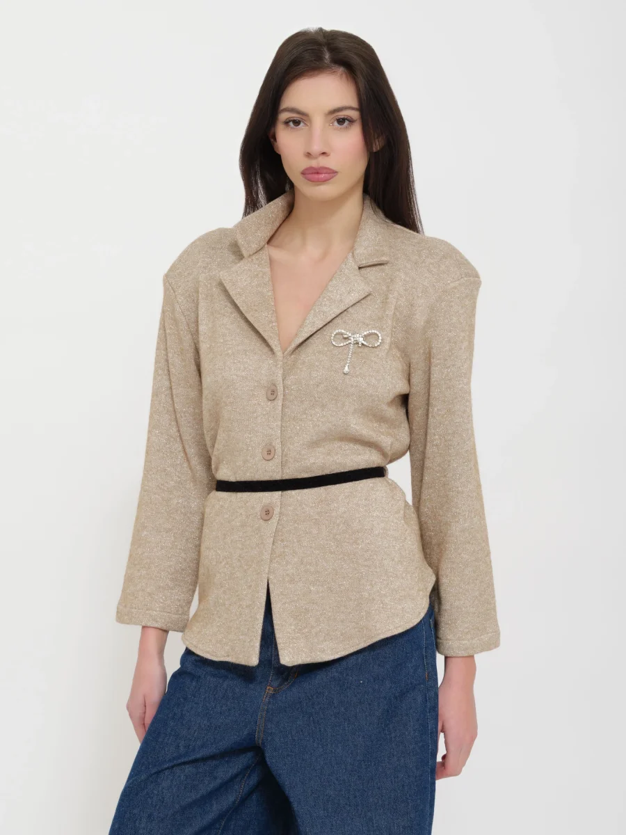 Blazer beige dettaglio spilla Dixie - immagine 5