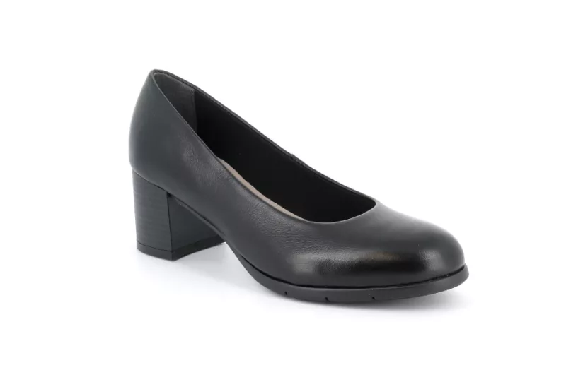 GRUNLAND DECOLLETE’ PELLE NERO TACCO LARGO MEDIO - immagine 2