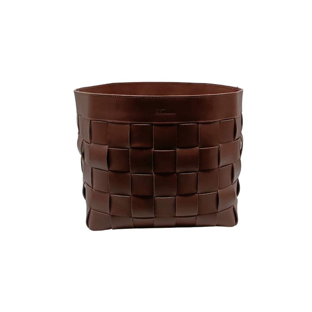 Cesto intrecciato in cuoio - TOMASSINI HOME - immagine 5