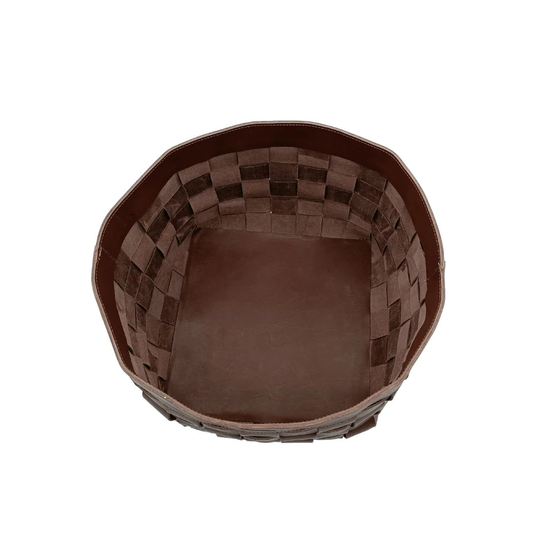 Cesto intrecciato in cuoio - TOMASSINI HOME - immagine 7