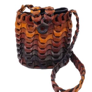 Borsa artigianale in Vera Pelle Mod. Intreccio multicolor