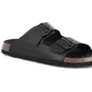 GRUNLAND CIABATTA UOMO DOPPIA FIBBIA PELLE NERO