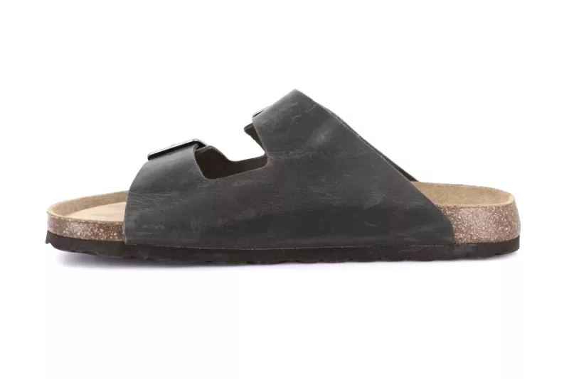 GRUNLAND CIABATTA UOMO DOPPIA FIBBIA PELLE ANTRACITE - immagine 4