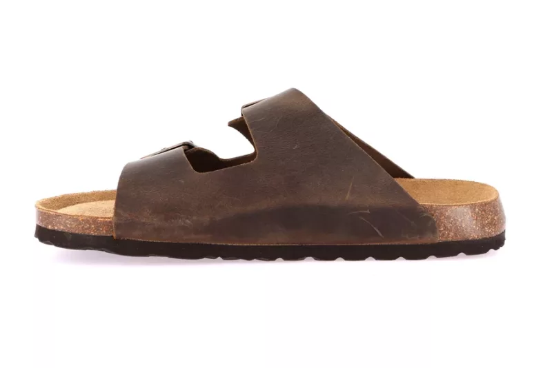 GRUNLAND CIABATTA UOMO DOPPIA FIBBIA PELLE TERRA - immagine 4