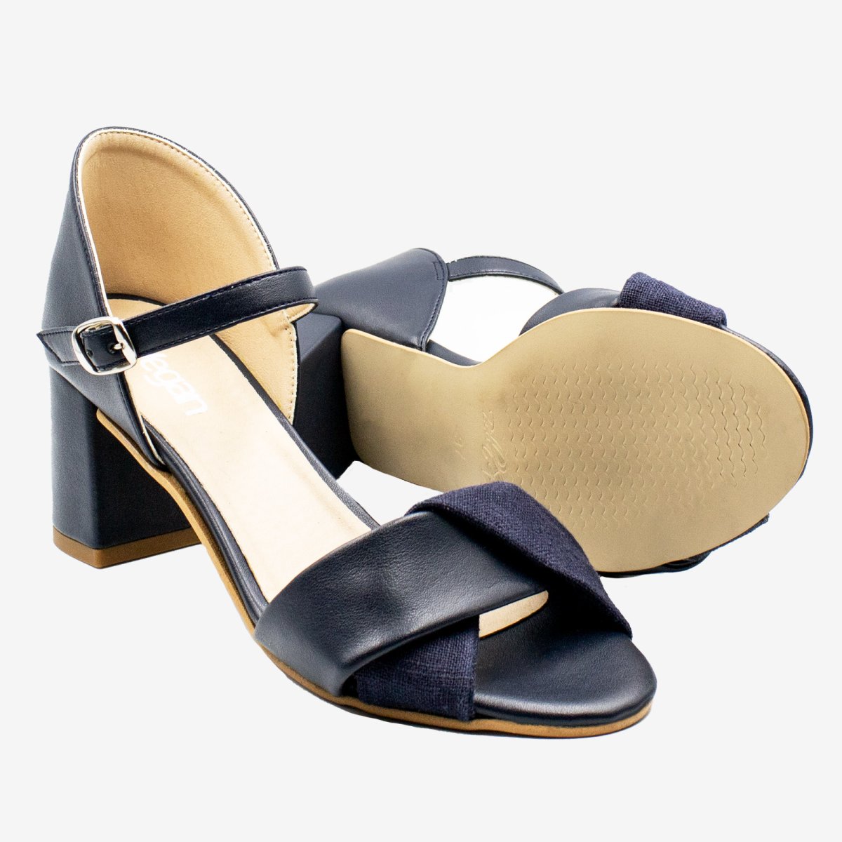 CHIARA sandalo con fascia incrocio – Appleskin e Ortica – Blu - immagine 8