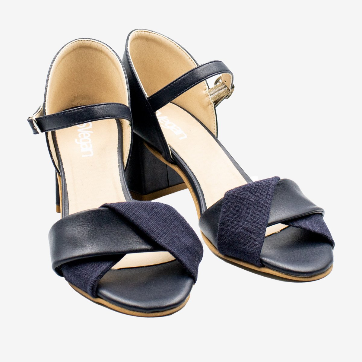 CHIARA sandalo con fascia incrocio – Appleskin e Ortica – Blu - immagine 2