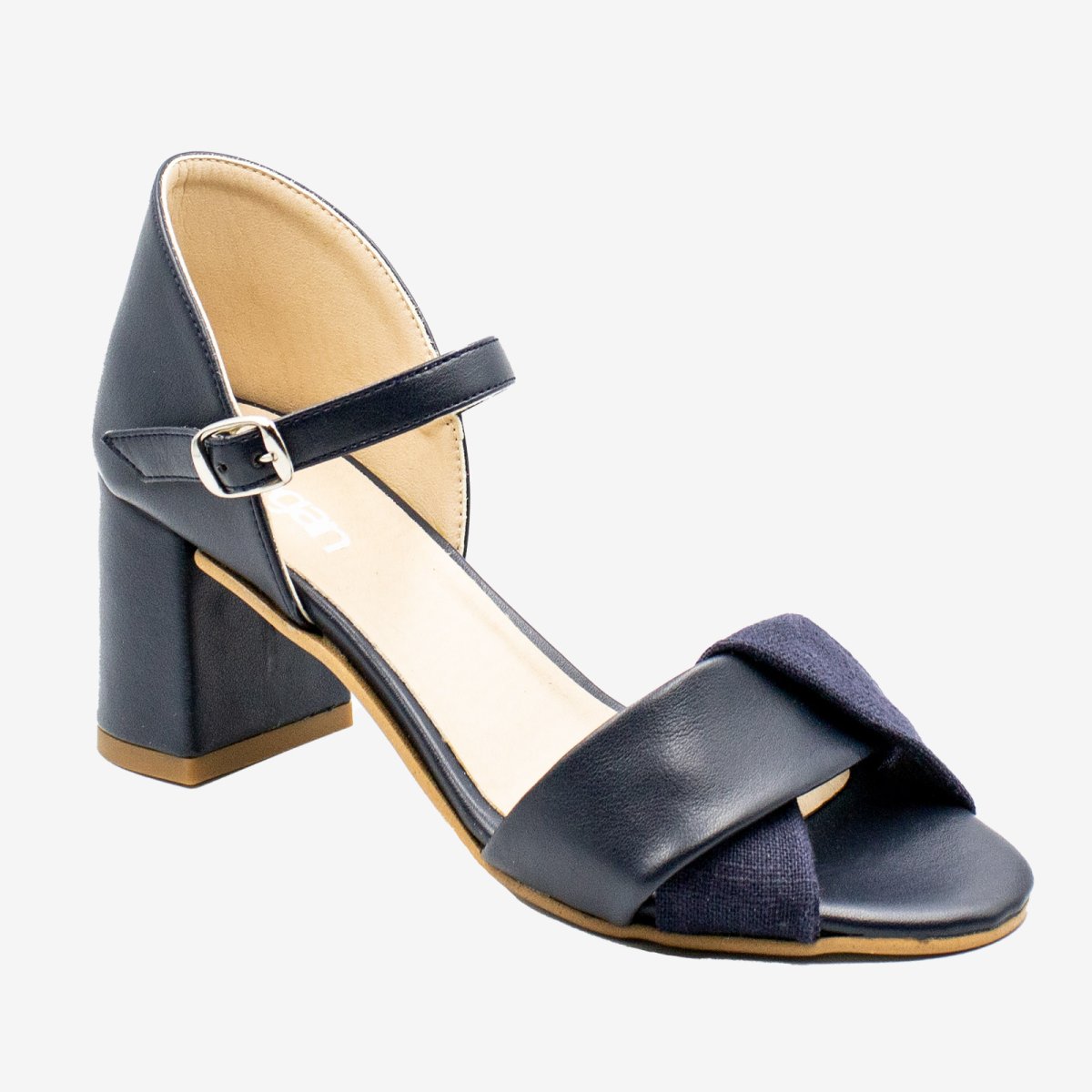 CHIARA sandalo con fascia incrocio – Appleskin e Ortica – Blu - immagine 3