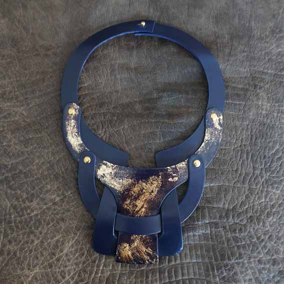 Collana in pelle Mod. Prima Dorè - immagine 6