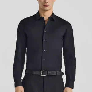 CAMICIA IN COTONE BASICA - BLACK