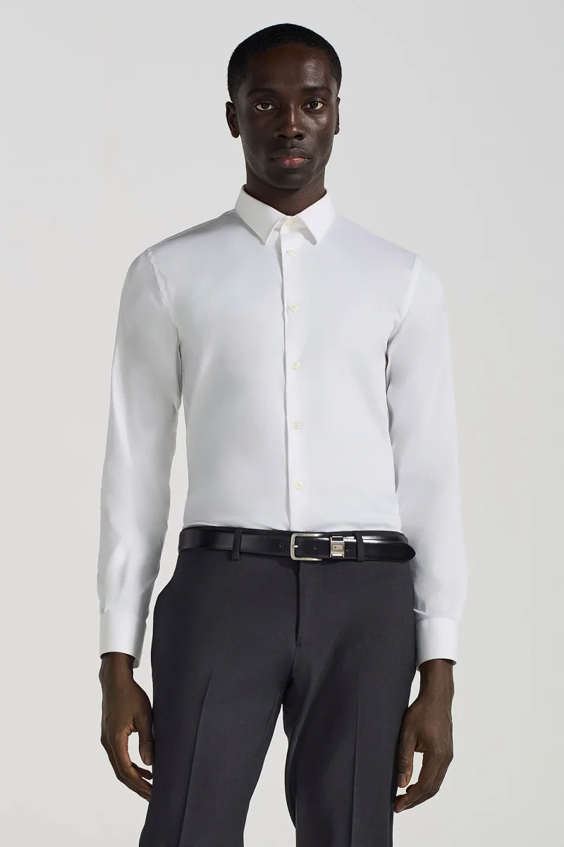 CAMICIA IN COTONE BASICA - BIANCA - immagine 2