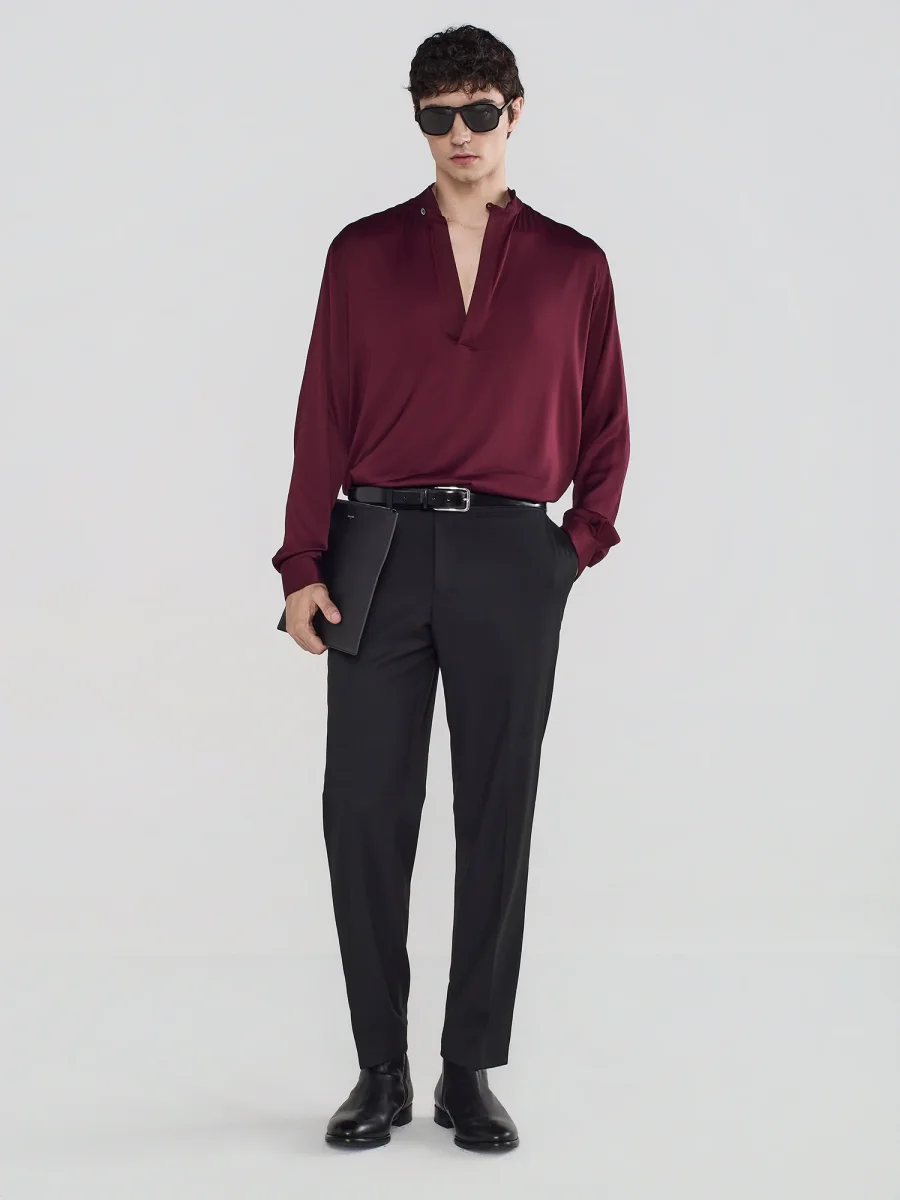 CAMICIA SATIN COLLO COREANO