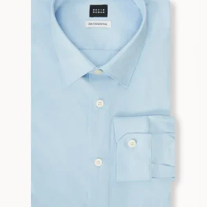 CAMICIA IN COTONE BASICA - CELESTE