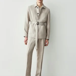 GIACCA SAFARI IN RAW LINEN