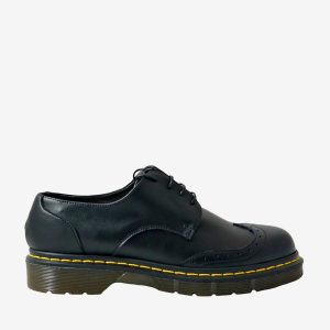 DR LOW Brogue derby – microfibra nera – veganshoes