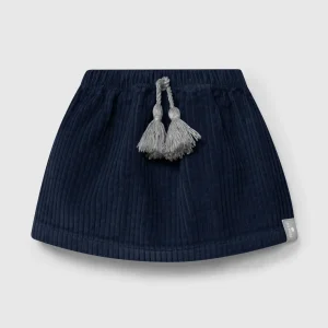 Gonna Velluto Coste Bambina Cotone Biologico 100% - Coulisse Pompon Lana Cashmere Snug