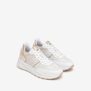 NEROGIARDINI SNEAKER PELLE, TELA E MATERIALE TECNICO BIANCO