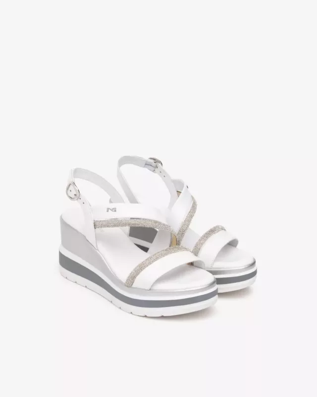 NEROGIARDINI SANDALO ZEPPA PELLE BIANCO
