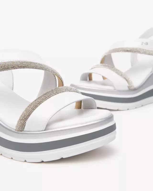 NEROGIARDINI SANDALO ZEPPA PELLE BIANCO - immagine 3