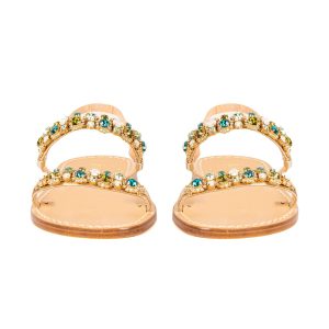 Sandali gioiello con pietre verdi