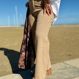 JEANS CON FRANGE WIDE LEG ELASTICIZZATO