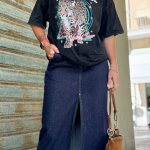 GONNA DENIM ELASTICIZZATA SPACCO FRONTALE