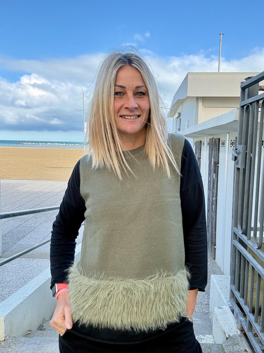 GILET GIROCOLLO CON ECO-PELLICCIA