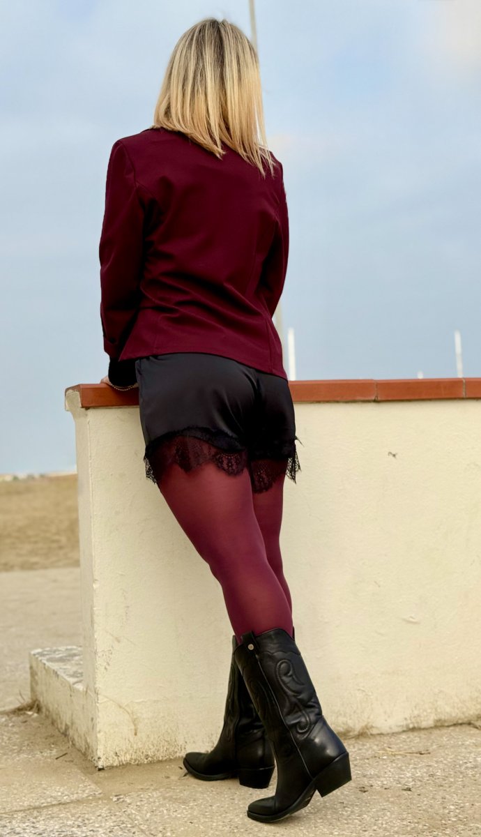 SHORTS DI RASO CON PIZZO STILE LINGERIE - immagine 5