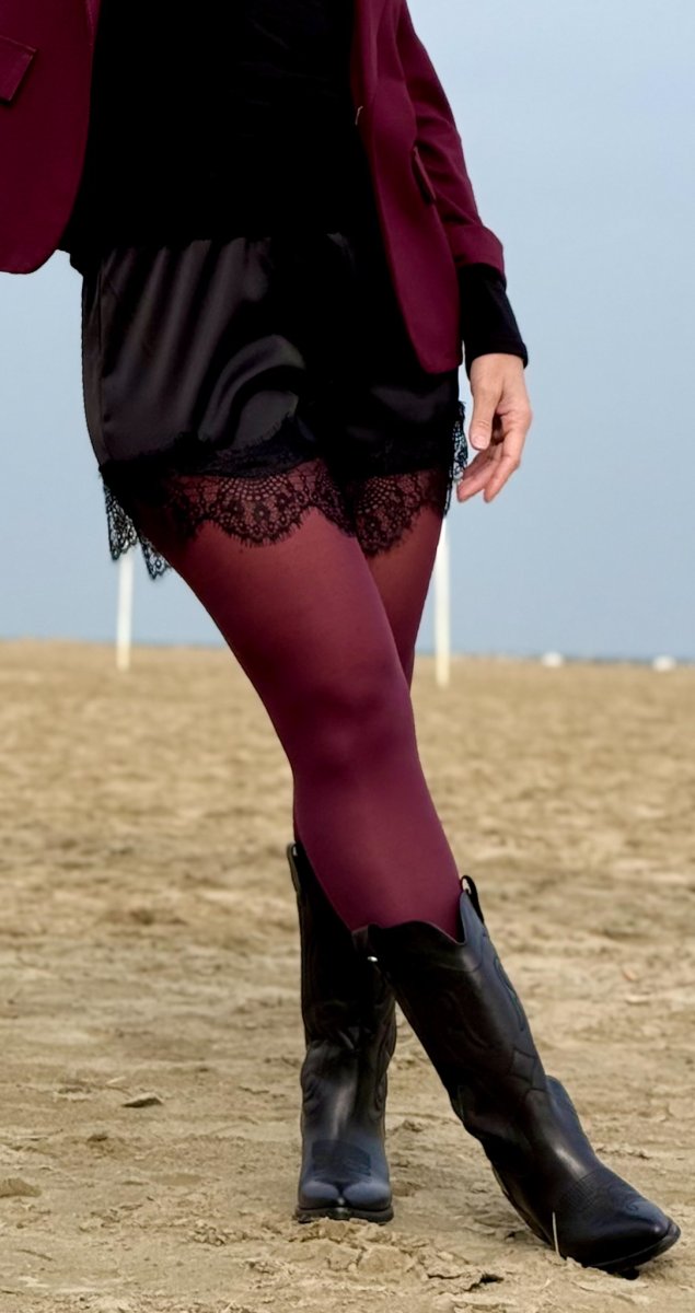 SHORTS DI RASO CON PIZZO STILE LINGERIE - immagine 4