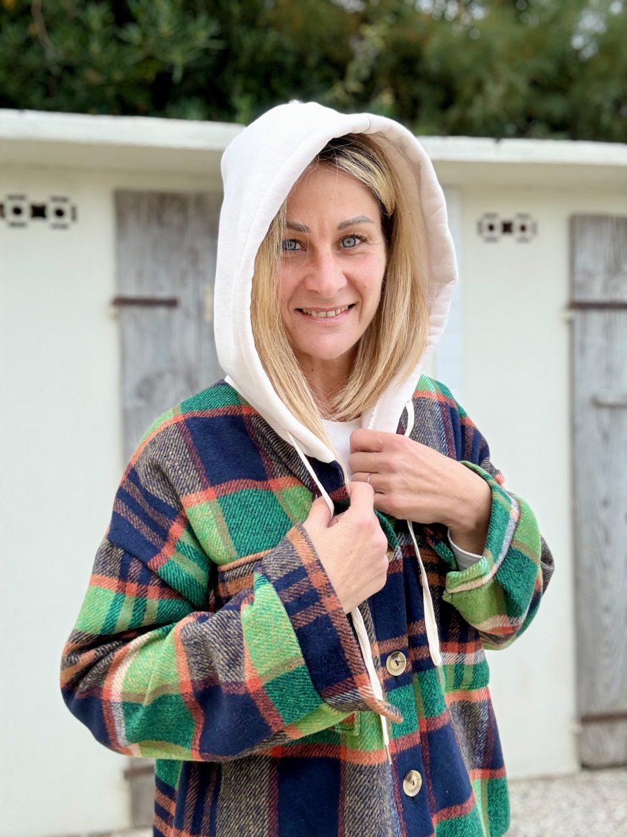 CAMICIA IN PILE SCOZZESE CON CAPPUCCIO - immagine 2