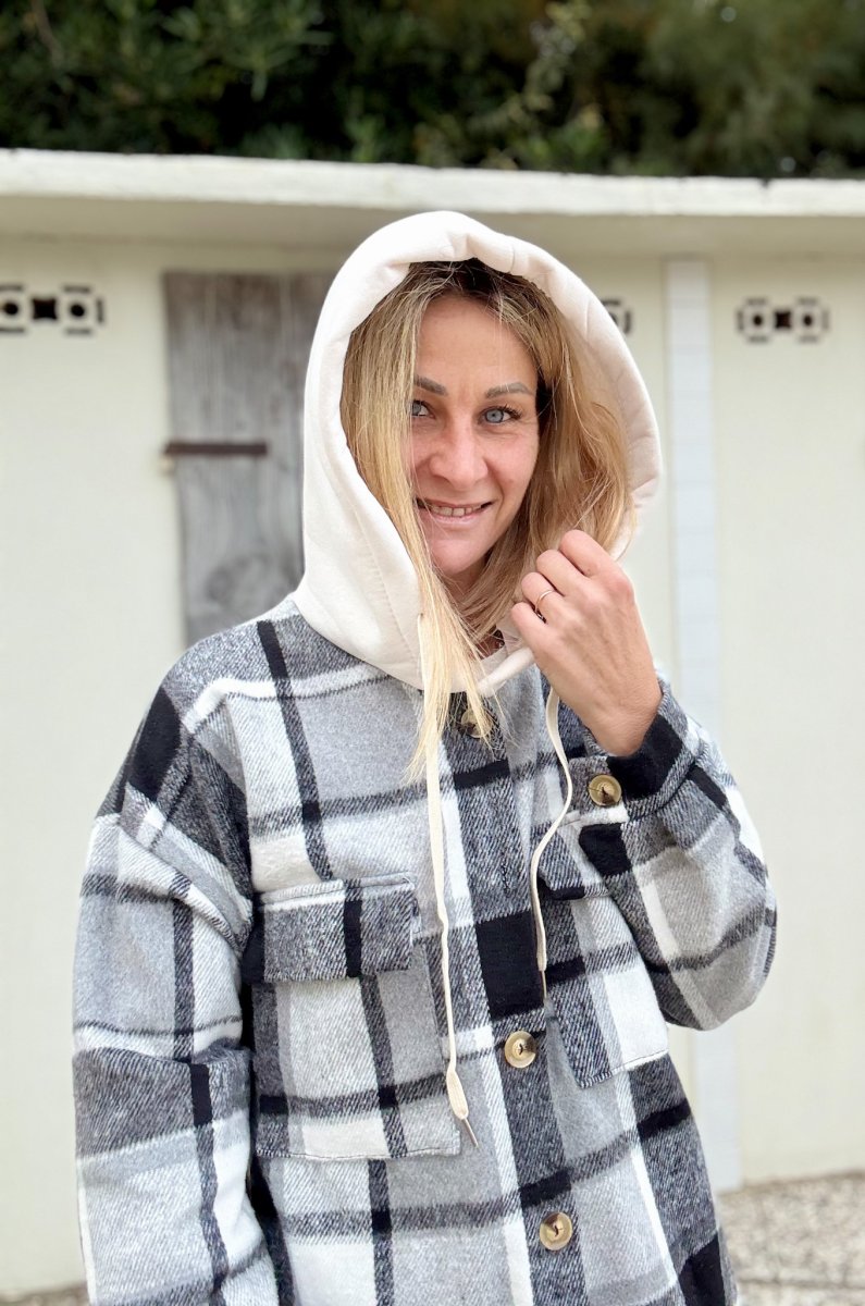 CAMICIA IN PILE SCOZZESE CON CAPPUCCIO - immagine 4