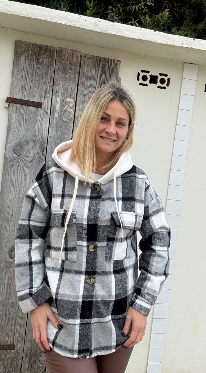 CAMICIA IN PILE SCOZZESE CON CAPPUCCIO - immagine 6